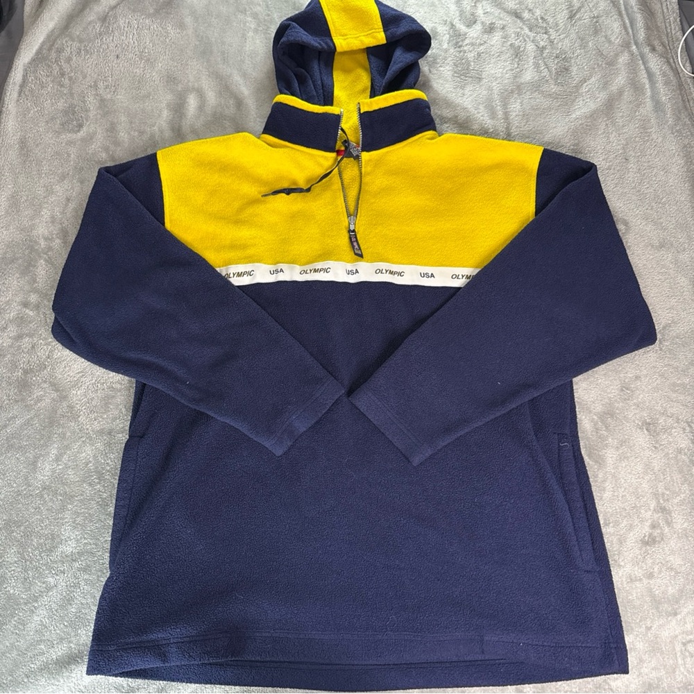 Vintage USA Olympics Hoodie Sweater Men’s XL Navy & Yellow JC Penney